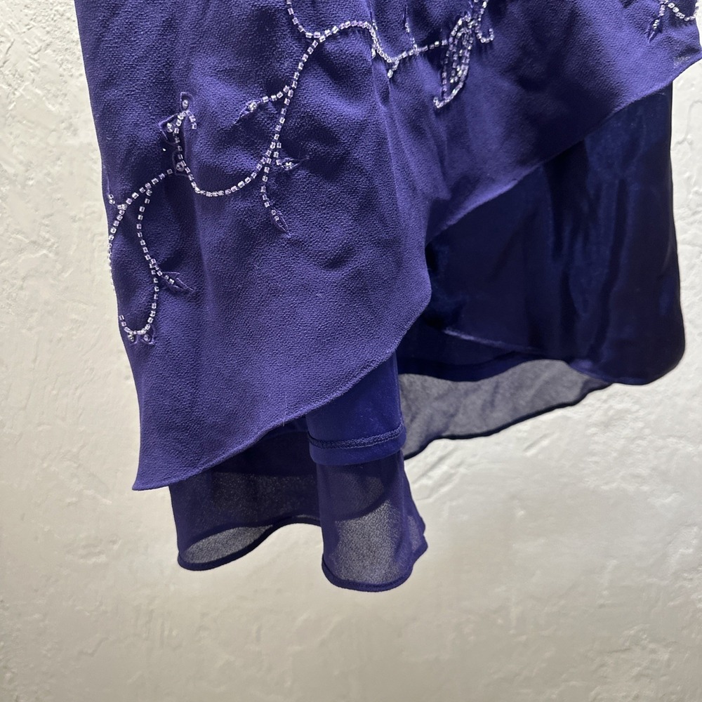 Dark Purple Beaded Embellished Tiered Maxi Skirt Women's Size 16 plus skirt - Picture 4 of 7